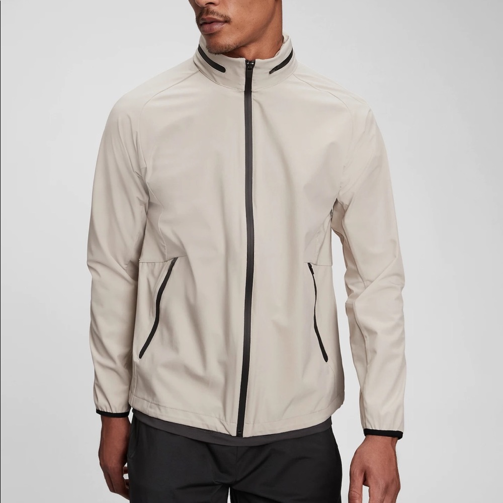 Cream Zip Up Windbreaker
